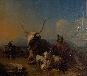 Eugne Joseph Verboeckhoven Shepherd with animals in the countryside Sweden oil painting artist